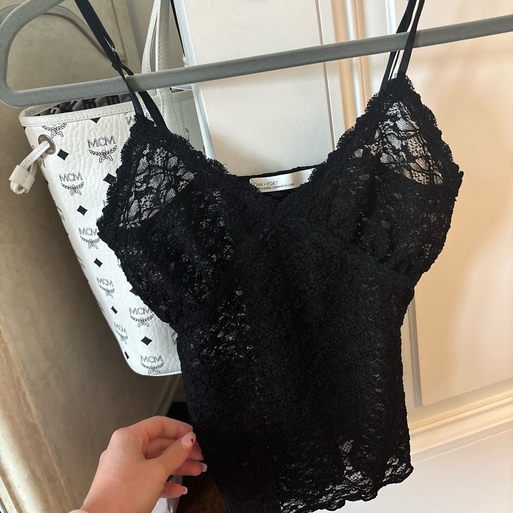 OAK and FORT Black Lace Camisole